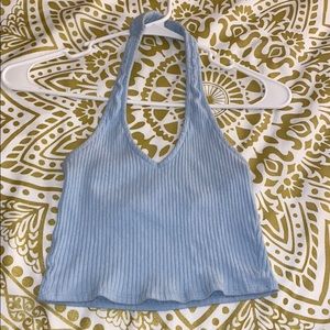 Stretchy blue halter top